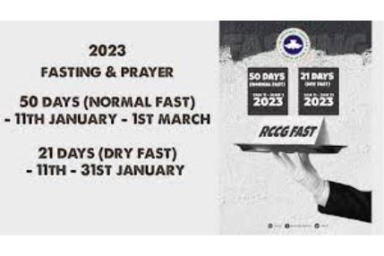 2023 RCCG Fasting And Prayers